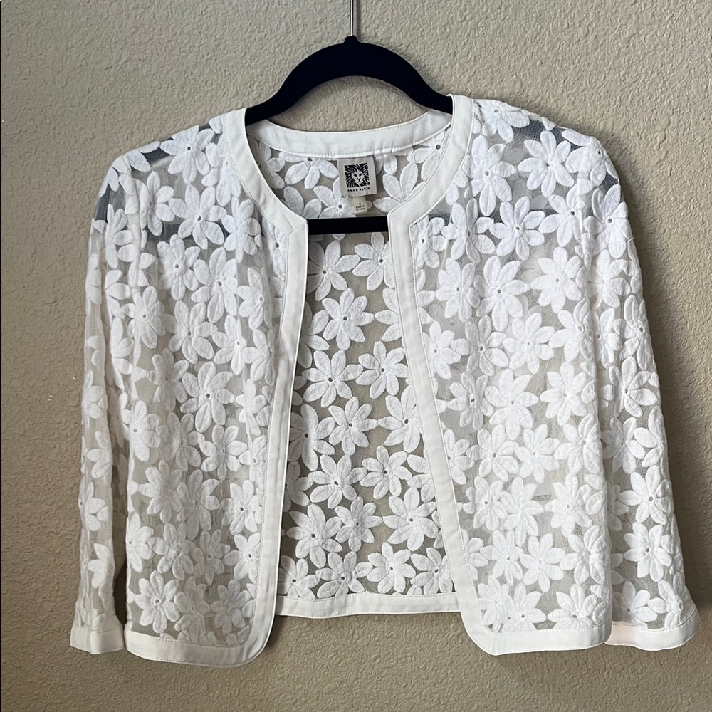 Anne Klein White Floral Lace Jacket